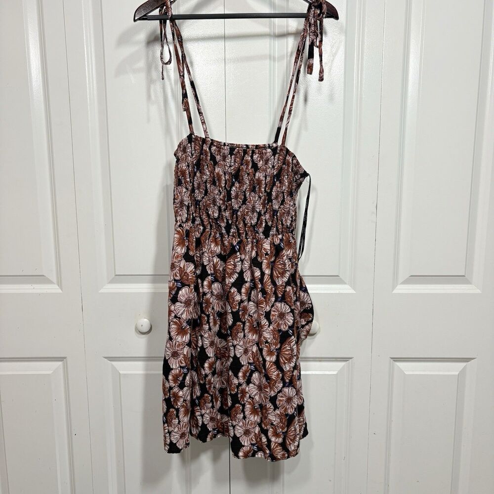Forever 21 Sundress Womens 2X Floral Smocked Tie Strap Boho Cottagecore Cute
